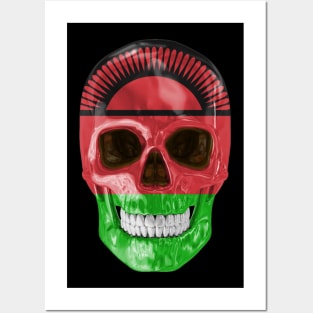 Malawi Flag Skull - Gift for Malawian With Roots From Malawi Posters and Art